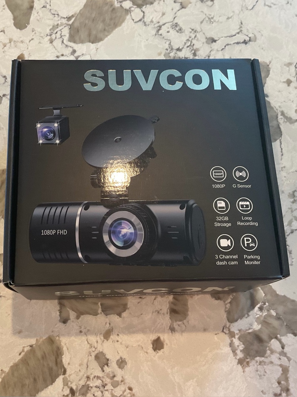 1080P FHD Black Dash Camera with Suction Mount
